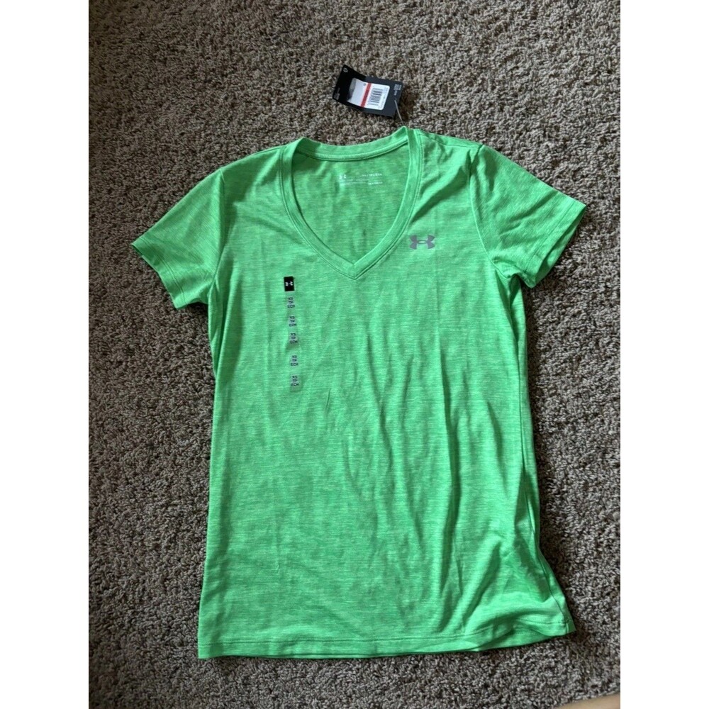 Under Armour XSmall t-shirt women heat gear loose Green NWT Dry Fit